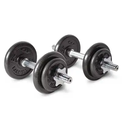 Steel dumbbell weight set with carry case, View more