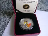 2012 25 CENT COLOURED COIN  EVENING GROSBEAK