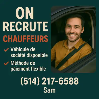 Nous recrutons un chauffeur / véhicule fourni par l’entreprise / modalités de paiement flexibles ✔️...