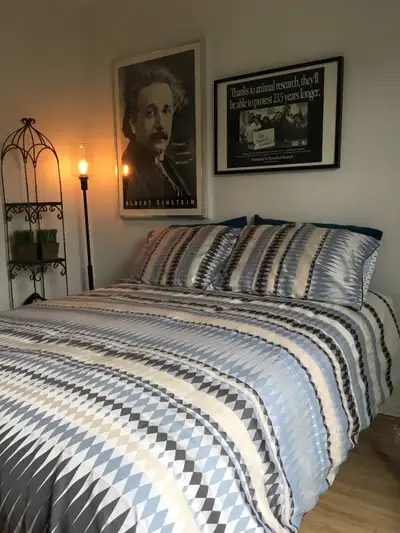 Lit double presque neuf - deluxe matelas semi ferme, View more