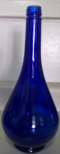 Vintage Cobalt Blue Acqua della Madonna Glass Bottle