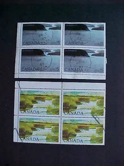 HERE ARE TWO VERY NICE USED BLOCKS OF FOUR. THEY ARE SCOTT 1084 THE $5.00 LA MAURICE NATIONAL PARK S...