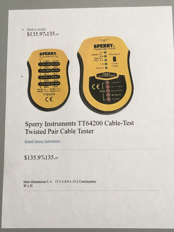 Ethernet/cat6/communication twisted pairs cable tester in Networking in Strathcona County - Image 3