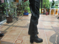 Ladies' Black Leather Motorcycle Jeans