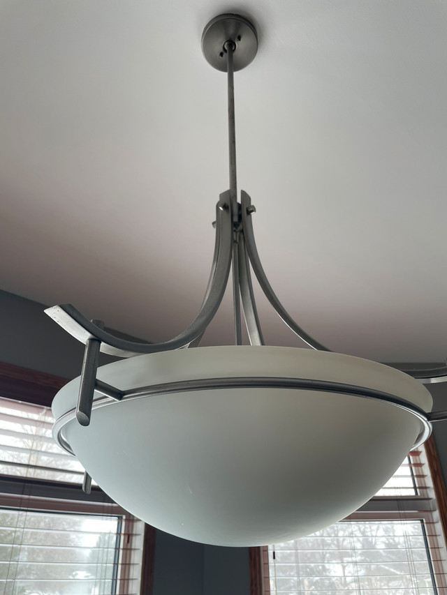 Used Kichler 3278AP 3 light pendant fixture in Antique Pewter in Indoor Lighting & Fans in Winnipeg - Image 2