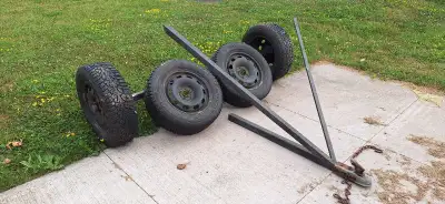 Kit, Build your own trailer. Four good condition tires and rims. Tongue, Coupler, Safety chains, Axe...