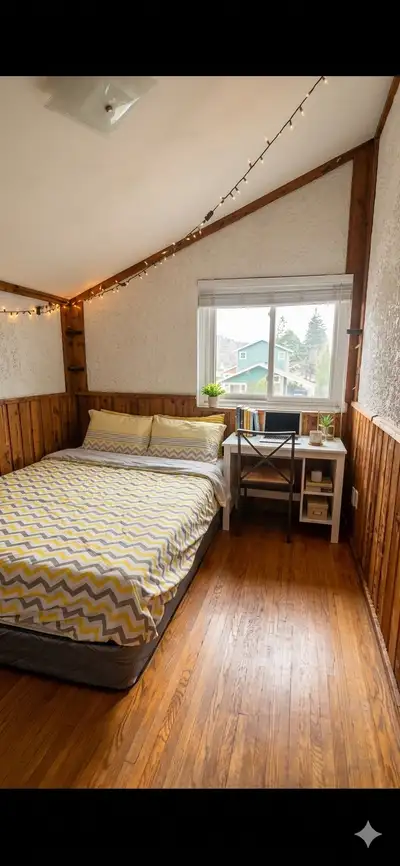 3 private room is available in a spacious 4-bedroom house. The Space • Bright & Unique: Cozy attic-s...