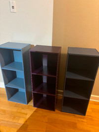 3x three cube storage shelves