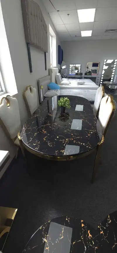 Brand New gold marble dining set for sale near me , View more