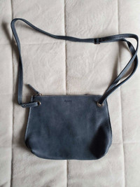 Roots Leather Crossbody Purse - Navy Blue