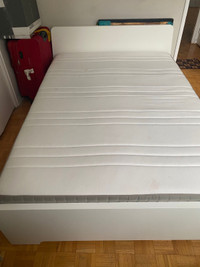 IKEA full size bed with mattress and drawers 