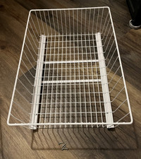 Sliding White Wire Basket (14” x 20 1/2”) with pull-out rails fo