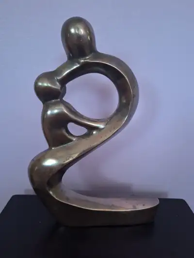 Vintage abstract brass, bronze finish sculpture, View more