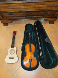 Acoustic guitar and 21in VIOLIN with hard case