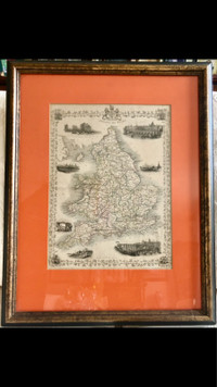 ENGRAVED HISTORIC 1851 MAP OF ENGLAND & WALES