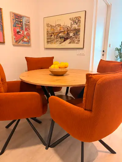 Dining Table + Structube Swivel Chairs (EXCELLENT CONDITION), View more