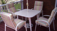 outdoor Patio Set 4 chairs, umbrella, table MWH Germany Werzalit