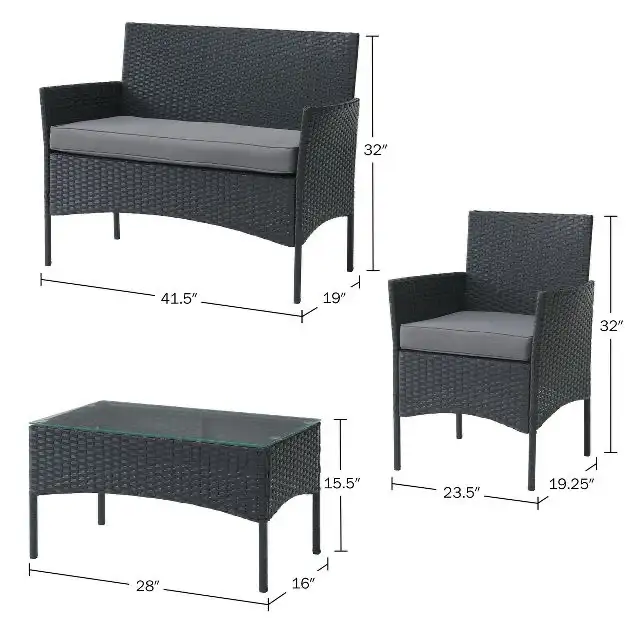 4pc Rattan wicker Outdoor Sofa, 2 Cushioned Chairs, and Table  in Patio & Garden Furniture in Markham / York Region - Image 6