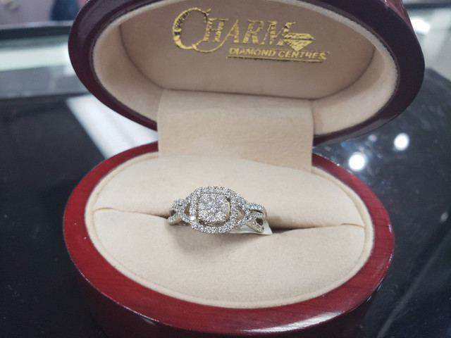Charm Dimond Centers 10K white gold ring set 1 CrtW in Jewellery & Watches in Cole Harbour
