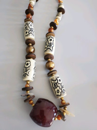 Necklace Authentic African Amber Color Beads with Lobster Clasp