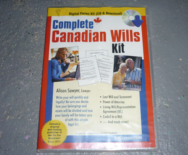 $10 Sealed brand new Complete Canadian Will Kit CD / Paper Copy in Non-fiction in Sudbury