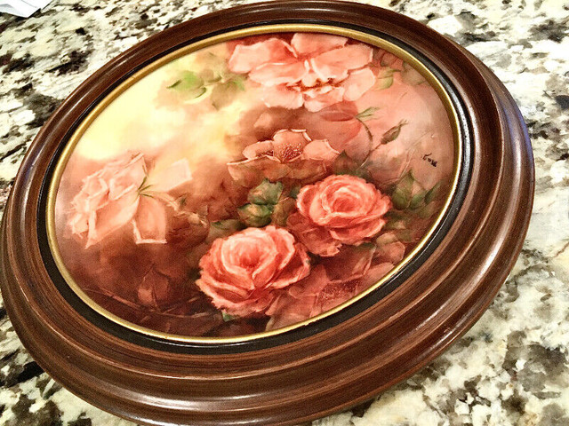 Georgous Hand Painted Pink Rose Plate Signed By Mag. in Arts & Collectibles in Ottawa - Image 4