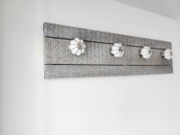 Wood wall towel rack/rail with ceramic hooks for sale $18.00