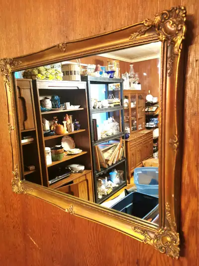 Mirror Wood Guilded with Bronze and Gold Tones Vintage 1977 Made, View more