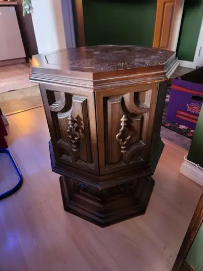 Vintage side table with storage, View more