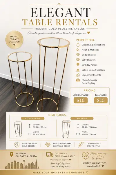 Cake Table Rentals for Weddings & Events | Calgary, View more
