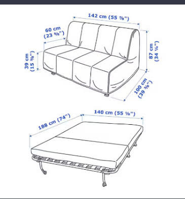 IKEA LYCKSELE LOVAS Sofa bed futon in Couches & Futons in City of Toronto - Image 4
