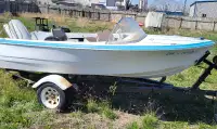 K&C Thermoglass K-143 Boat, Evinrude Lark 8 Motor, and Trailer