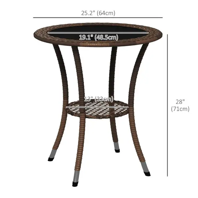 Outdoor Rattan Dining Table, Patio Wicker Round Coffee Table  in Other Tables in Markham / York Region - Image 4