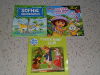 Lot of 3 childrens kids books Dora Peter Rabbit Sophie