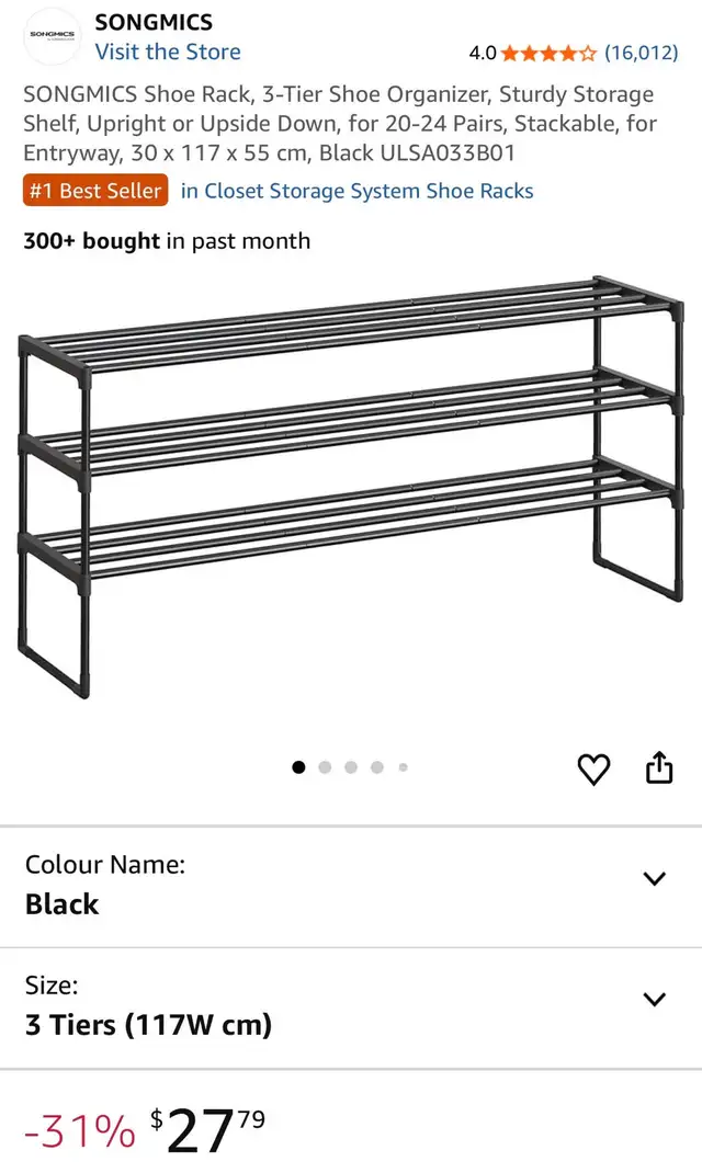 SONGMICS 3-Tier Metal Shoe Rack in Storage & Organization in Oshawa / Durham Region - Image 10