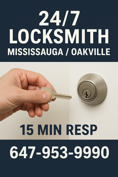 24/7 Locksmith Mississauga / Oakville/ 15 min resp/ 647-953-9990, View more