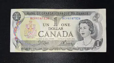 1973 Canada Paper $1.00 Bill, BC-46b, BCH4147526, View more