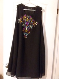 Beautiful full figure black evening dress , beads are amazing