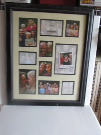 BLACK FRAME, 18 X 21, 10 OPENINGS,"THE WESTERN GALERY, WOODBRIDGE IL, COULD BE HUNG HORIZONTALY OR V...