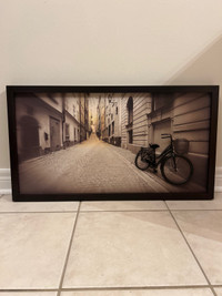 Bike In Alley Canvas Wall Art 3D With Metal Frame 31.5” X 17.75”