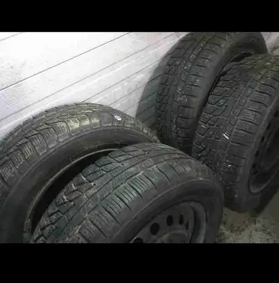 these winter tires have lots of tread remaining the size is 195 60 R15 Nordman brand winter tires wi...