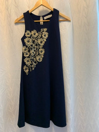 Abercrombie Floral Embroidery on Navy Dress