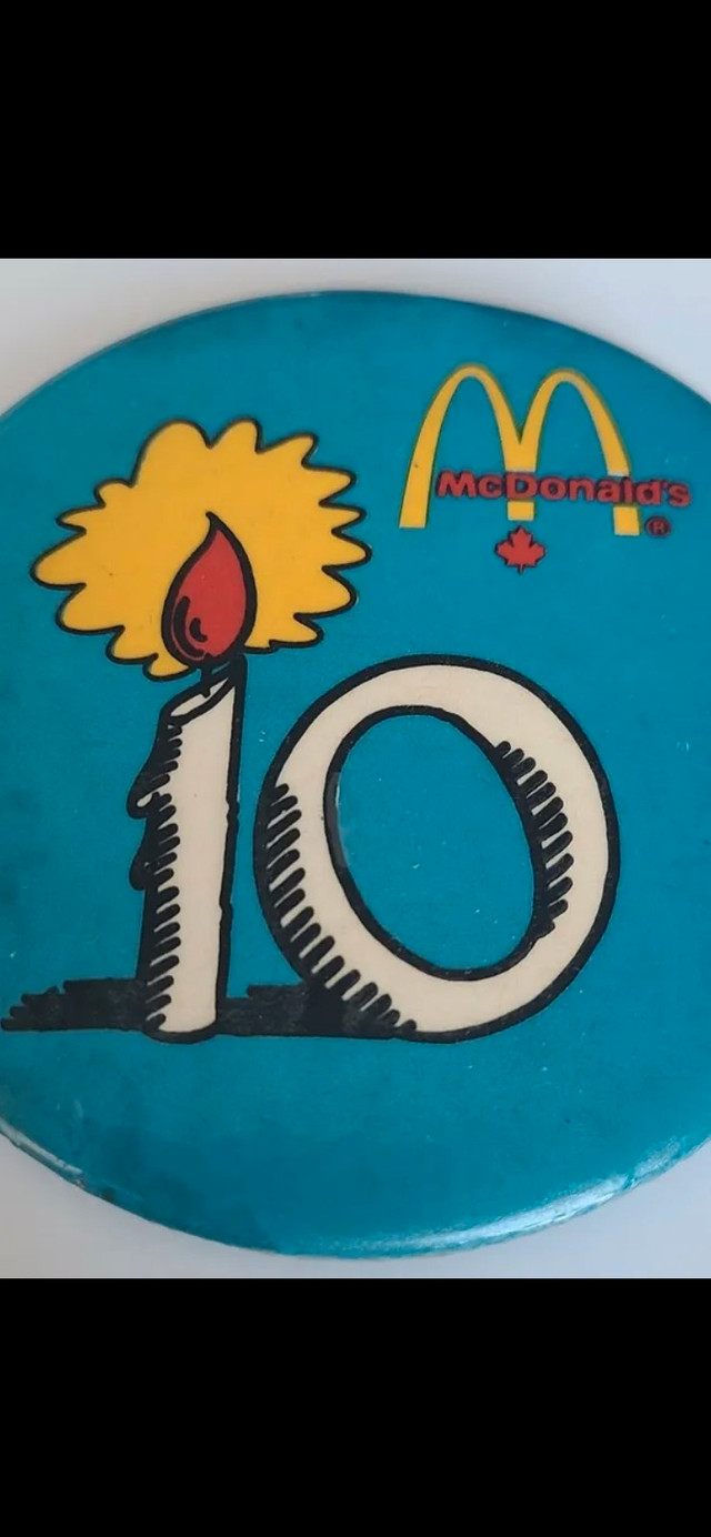 1977 Vintage McDonalds Canada 10th Birthday Pinback Button in Arts & Collectibles in Kingston