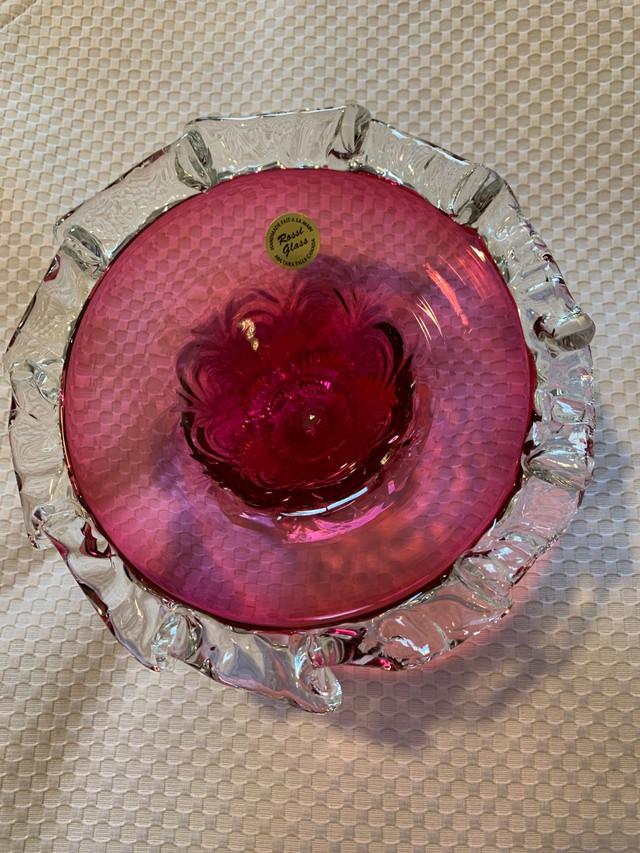 Rossi Glass footed  cranberry candy dish vintage - new in Arts & Collectibles in Oshawa / Durham Region