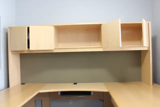 Contemporary U-Shape Office Desk With Hutch & Filing Cabinet in Desks in Calgary - Image 6