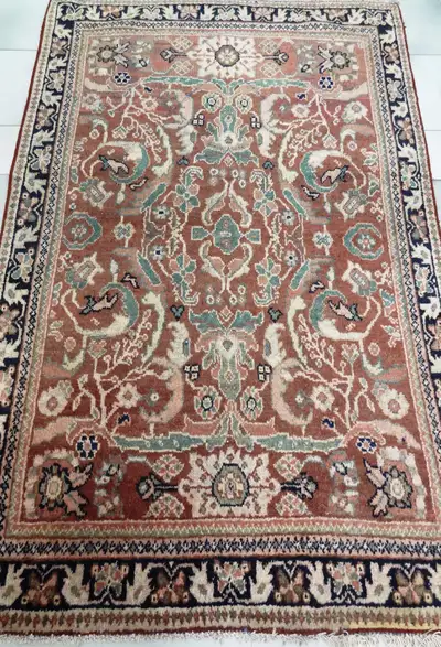 Vintage Wool Persian Rug,6.4 x 4.2 ft, red, green, beige, View more