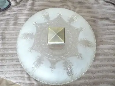 VINTAGE FROSTED CEILING  SATIN GLASS SHADE MEASURES 13 IN. DIAM., View more