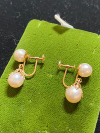 Antiques 14K Gold Earrings with Pearls