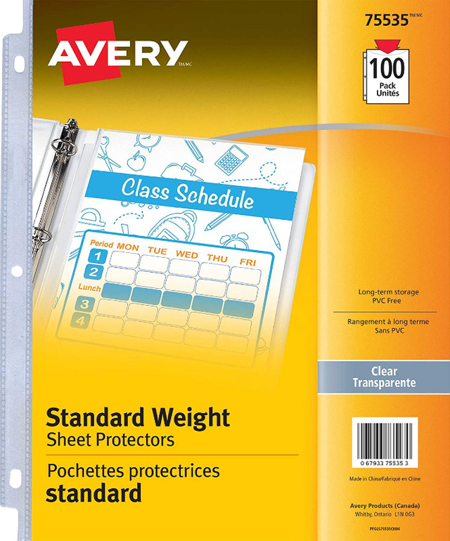 Avery Letter Size Clear Protective Sheets (100 pack) in Other in Calgary