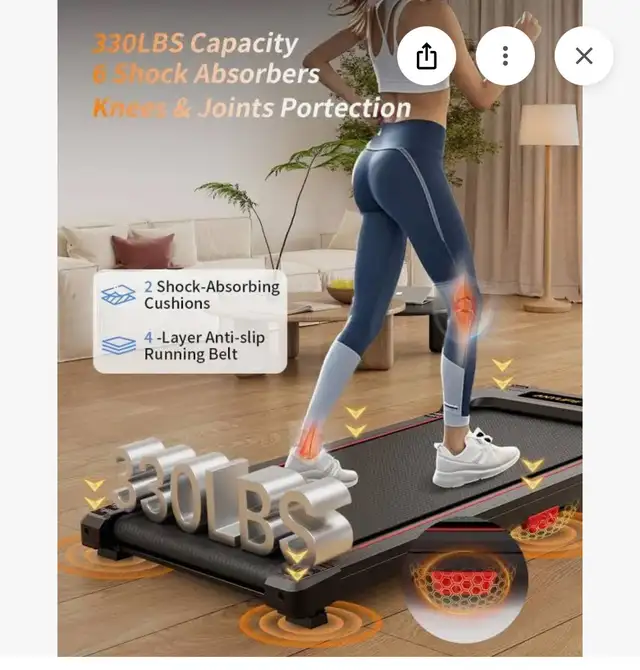 Anylife Walking Pad Treadmill, Under Desk Treadmill for Home Off in Exercise Equipment in Hamilton - Image 4